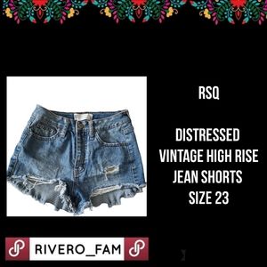 RSQ| DISTRESSED | VINTAGE HIGH RISE JEAN SHORTS | SIZE 23